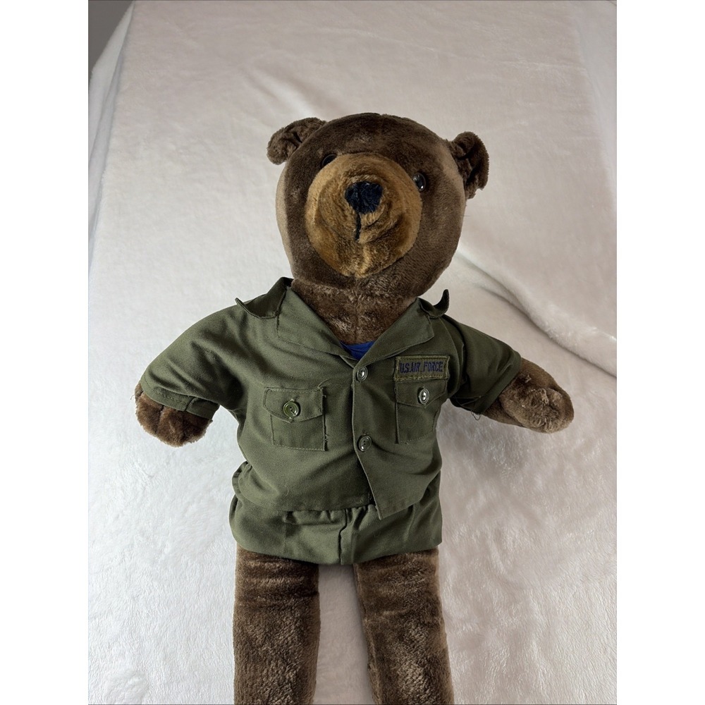 US Air Force Brown Teddy Bear in Utility Uniform Plush Stuffed Animal 18 inches